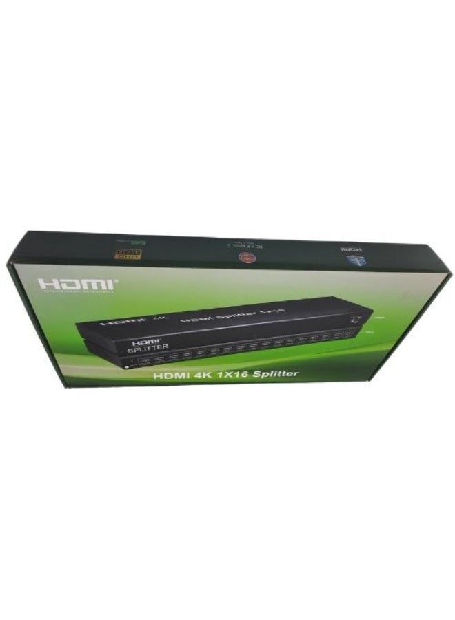 موزع HDMI بدقة 4K (1x16) | يدعم دقة 4K بمعدل 30 هرتز | متوافق مع HDCP | حاصل على شهادات FCC وCE وRoHS - Image 1